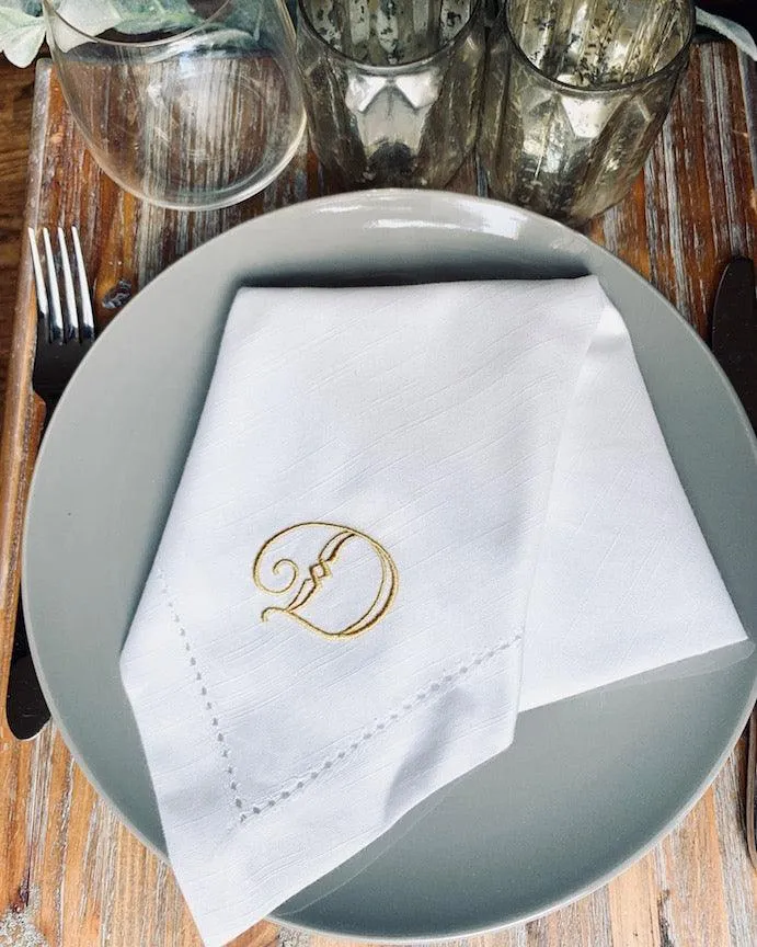 Deco Monogrammed Cloth Dinner Napkins - Set of 4 napkins