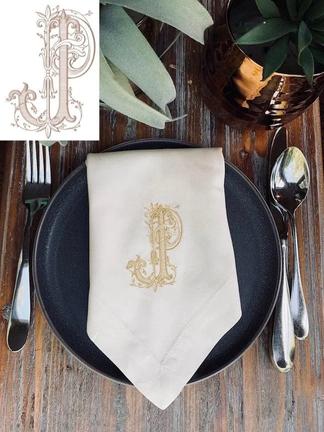 Digitizing Wedding Monogram - Custom Wedding Monogram Cloth Napkins