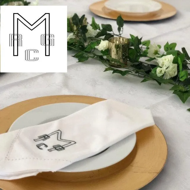 Digitizing Wedding Monogram - Custom Wedding Monogram Cloth Napkins