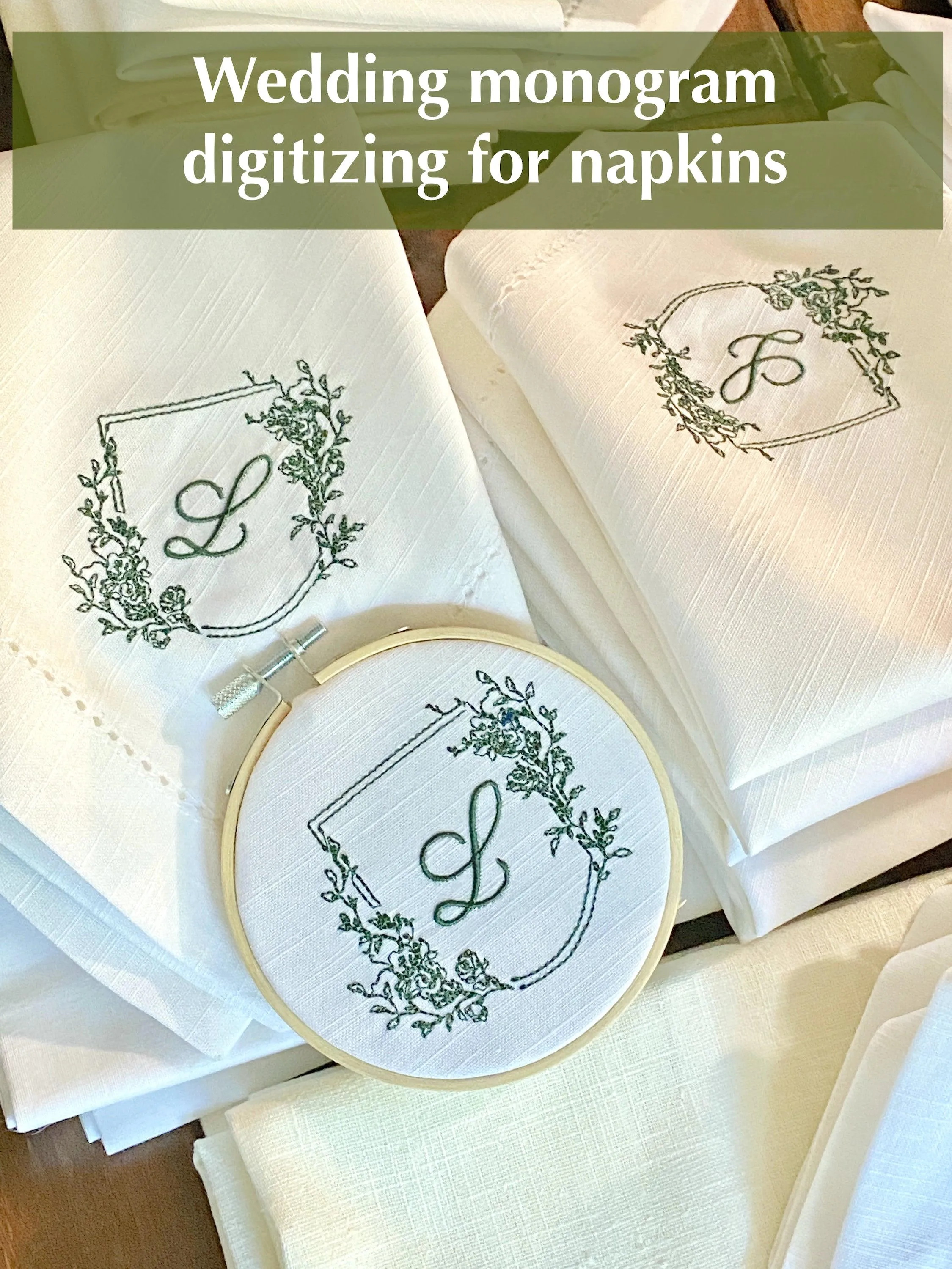 Digitizing Wedding Monogram - Custom Wedding Monogram Cloth Napkins