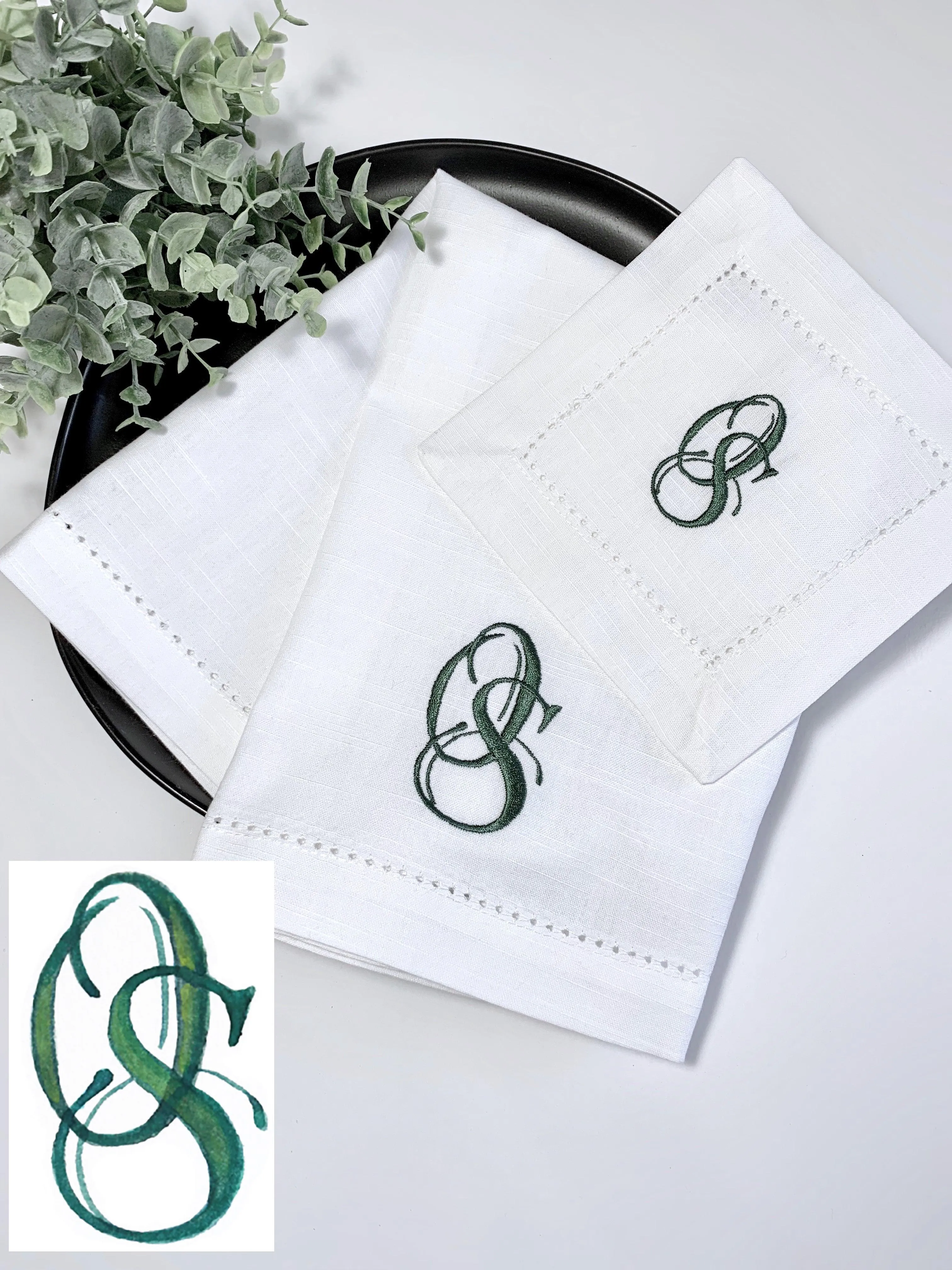 Digitizing Wedding Monogram - Custom Wedding Monogram Cloth Napkins