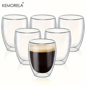 Double Wall Insulated Glass Coffee Mugs Set  Perfect Gift