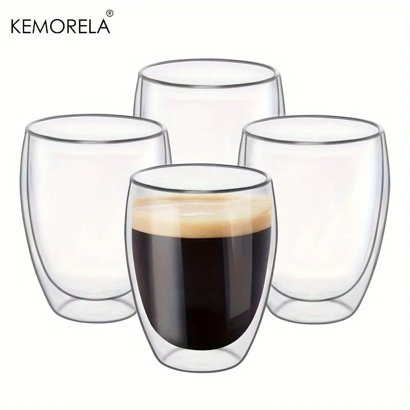 Double Wall Insulated Glass Coffee Mugs Set  Perfect Gift