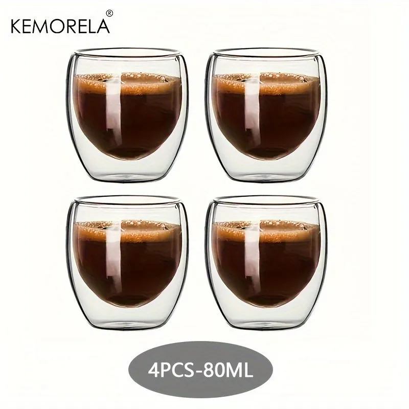 Double Wall Insulated Glass Coffee Mugs Set  Perfect Gift