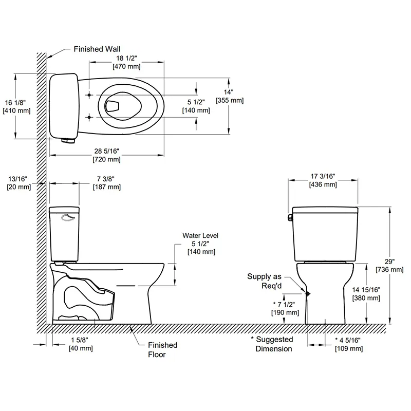 Drake Elongated 1.6 gpf Two-Piece Toilet in Cotton White