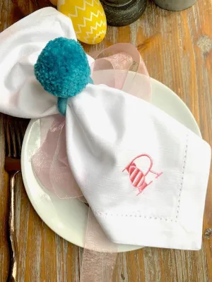 Easter Egg Monogrammed Cloth Napkins - Set of 4 napkins