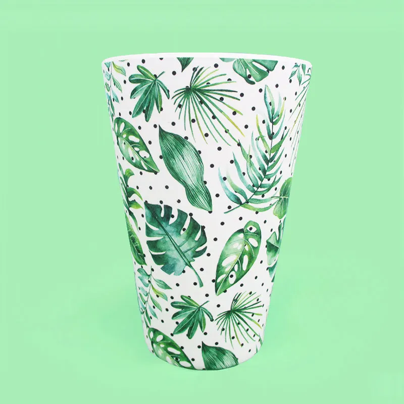 Eco-Friendly Reusable Plant Fiber Travel Mug with Monstera Leaves Design