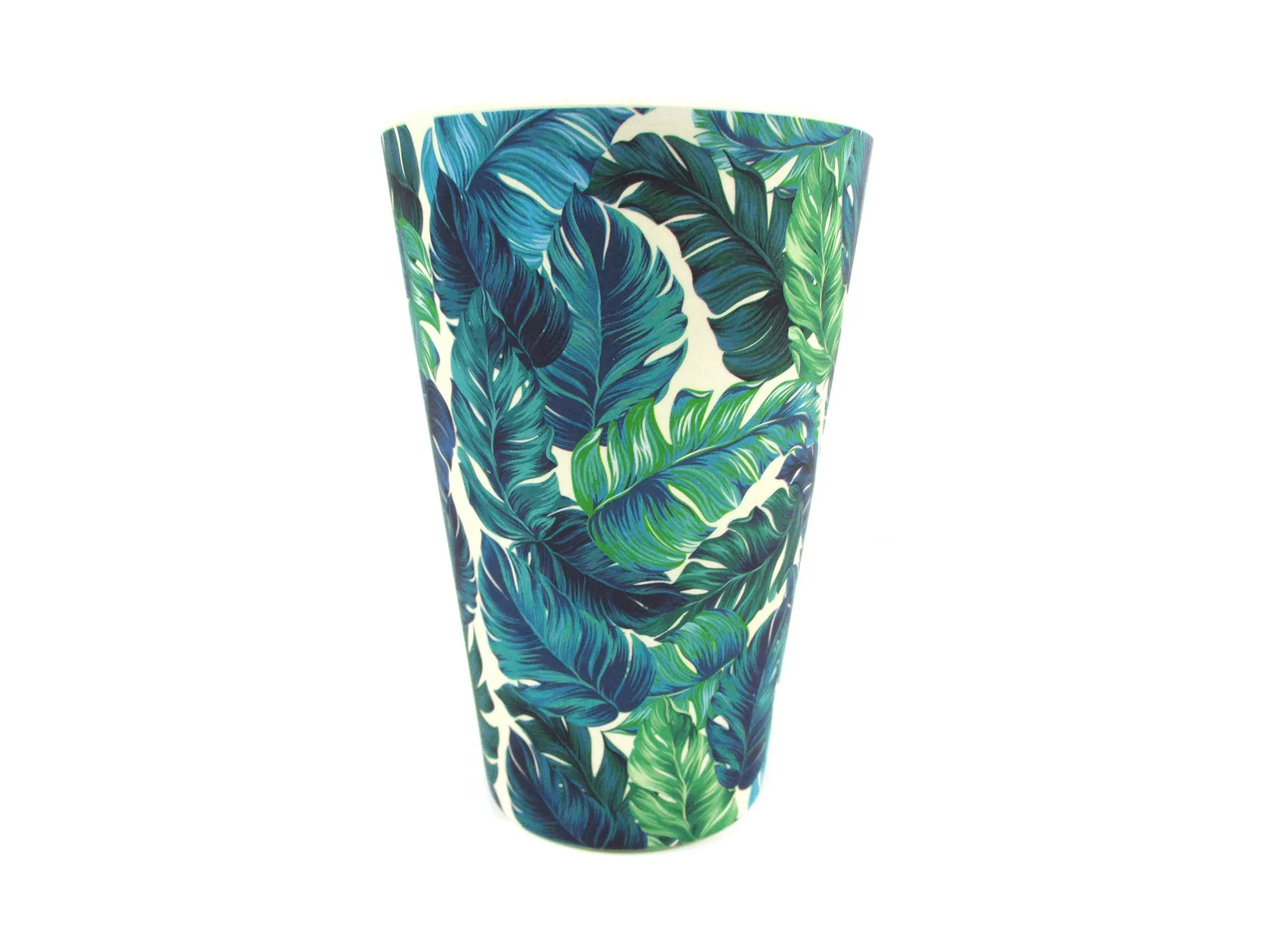 Eco-Friendly Reusable Plant Fiber Travel Mug with Tropical Palm Leaves Design