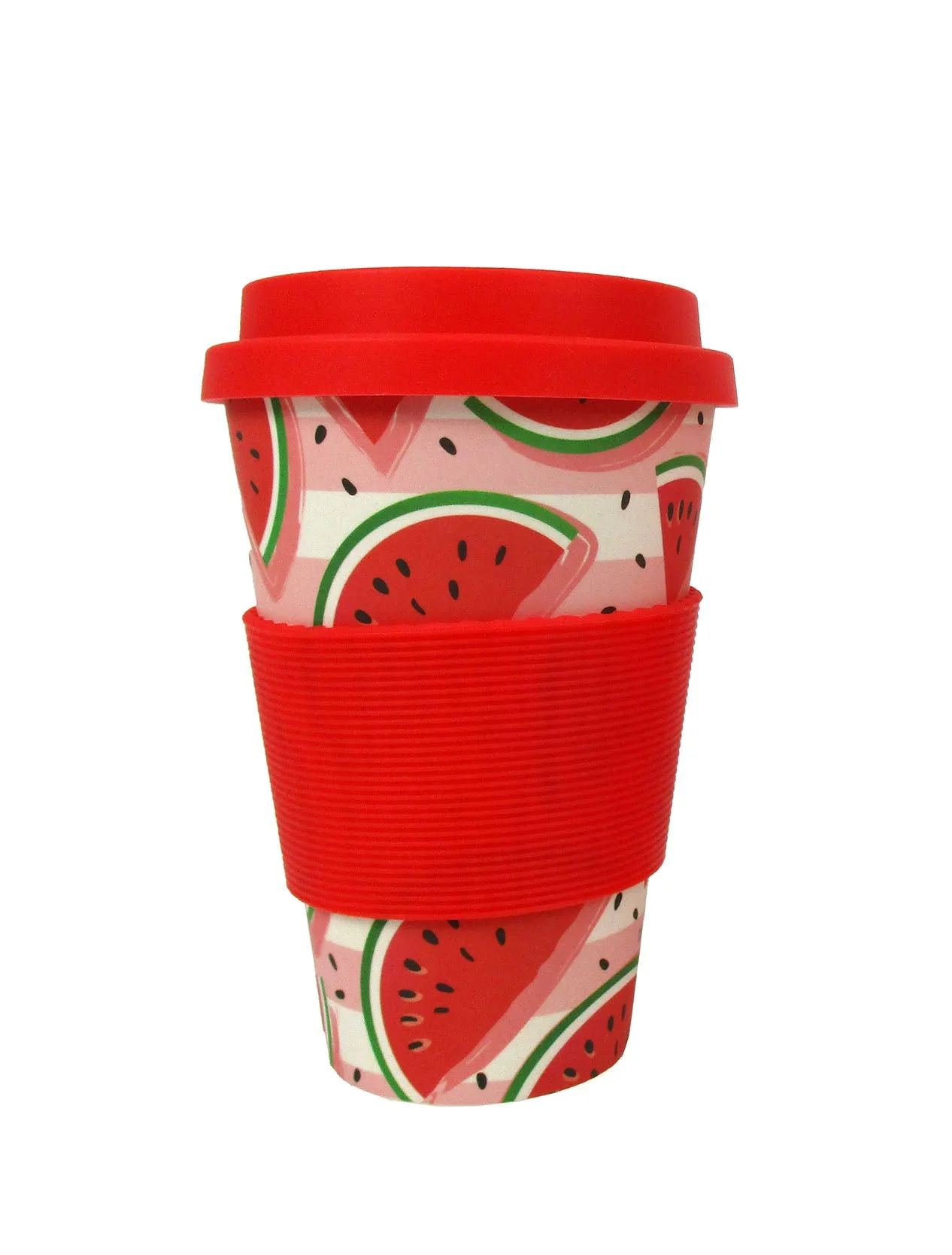 Eco-Friendly Reusable Plant Fiber Travel Mug with Watermelon Design