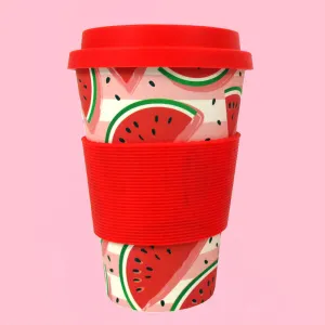 Eco-Friendly Reusable Plant Fiber Travel Mug with Watermelon Design