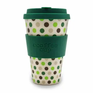 Ecoffee Cup Green Polkadot with Green Lid 14oz