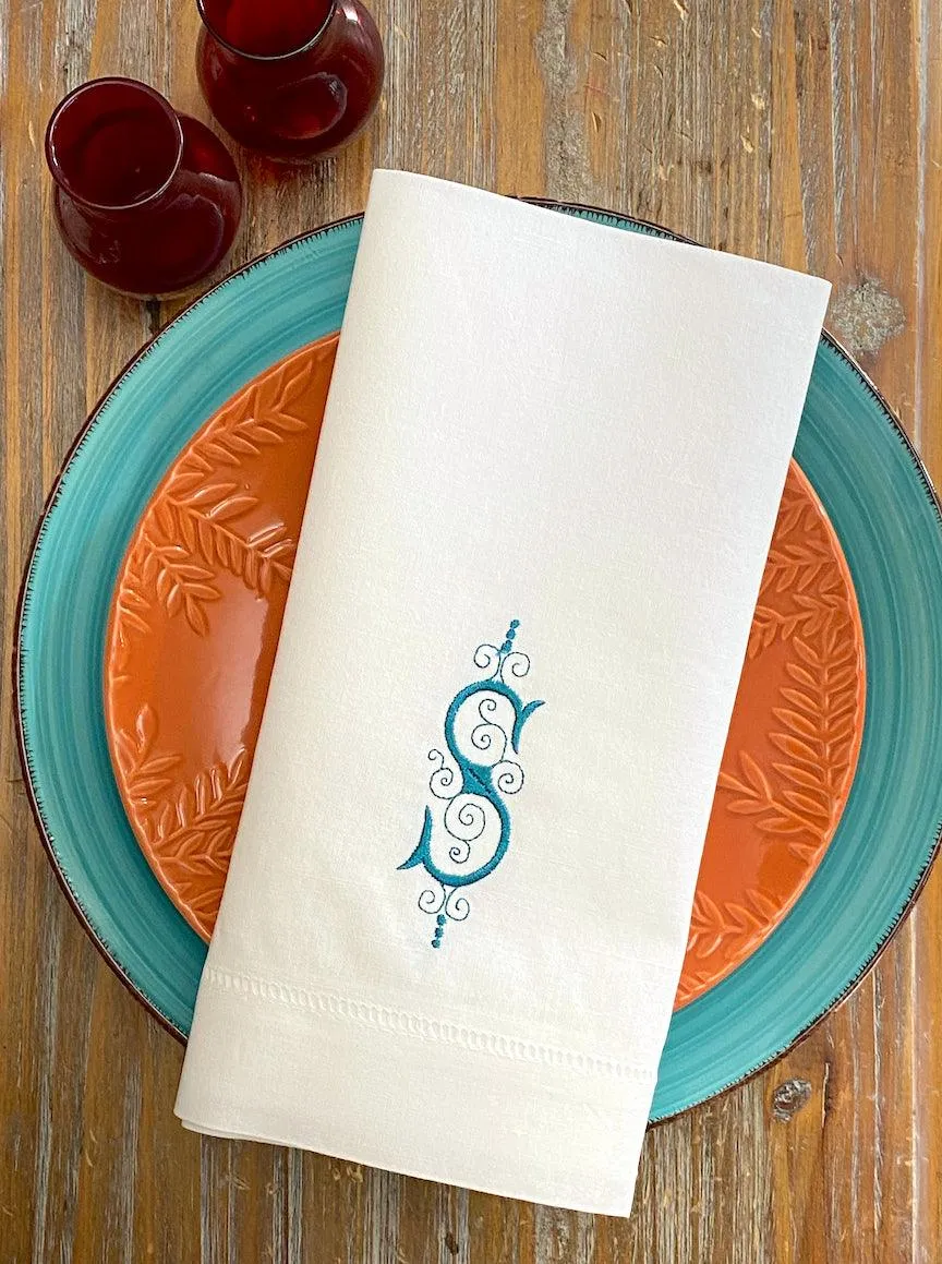 Elegant Monogrammed Cloth Napkins - Set of 4 dinner napkins