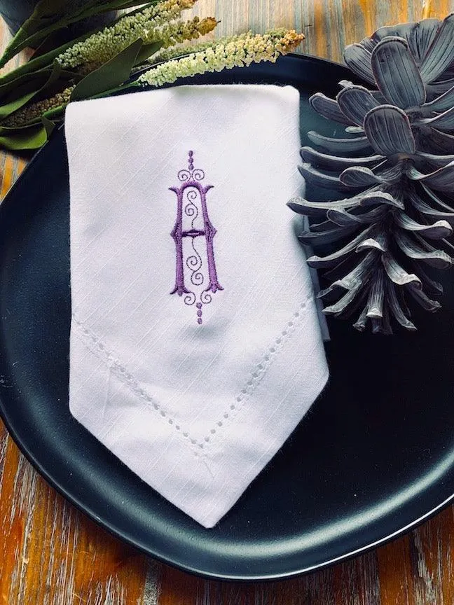 Elegant Monogrammed Cloth Napkins - Set of 4 dinner napkins