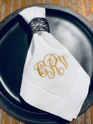 Ella Monogrammed Embroidered Cloth Napkins - Set of 4 napkins