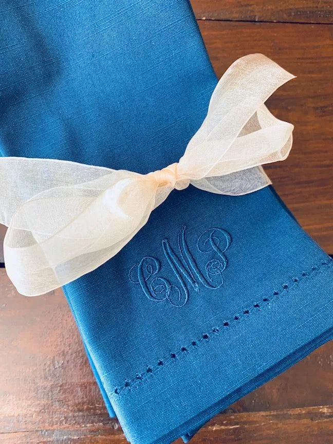 Ella Monogrammed Embroidered Cloth Napkins - Set of 4 napkins