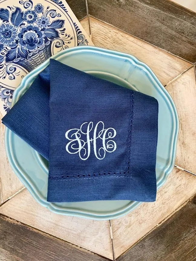 Ella Monogrammed Embroidered Cloth Napkins - Set of 4 napkins