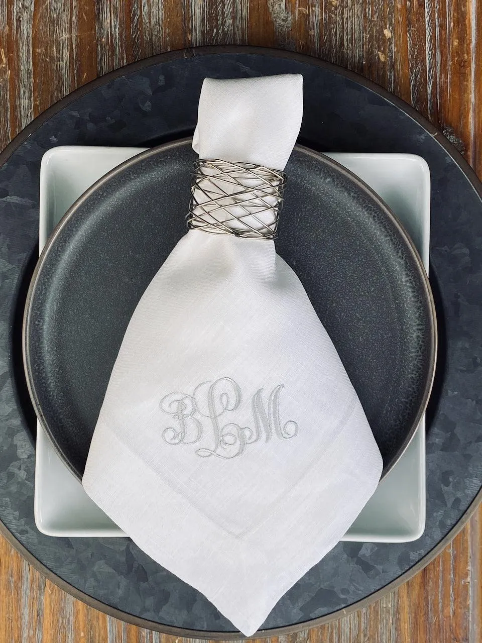 Ella Monogrammed Embroidered Cloth Napkins - Set of 4 napkins