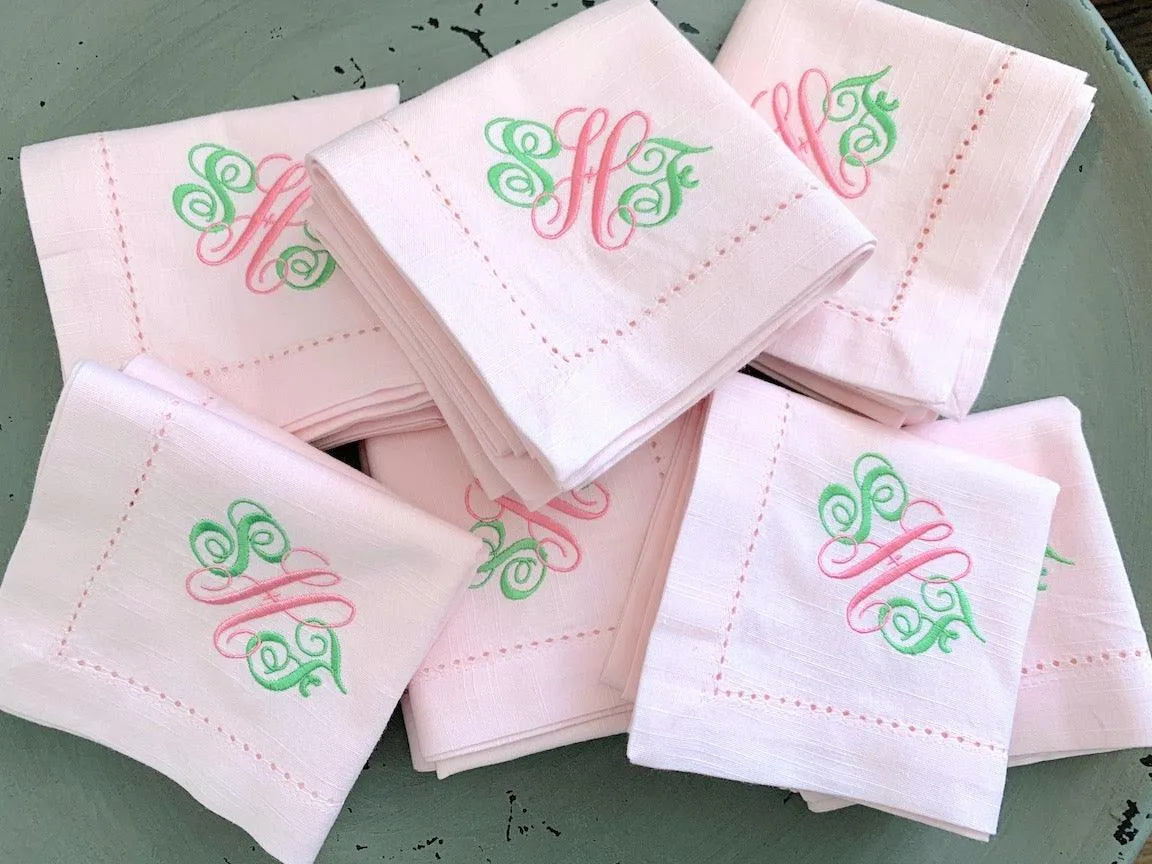 Ella Monogrammed Embroidered Cloth Napkins - Set of 4 napkins