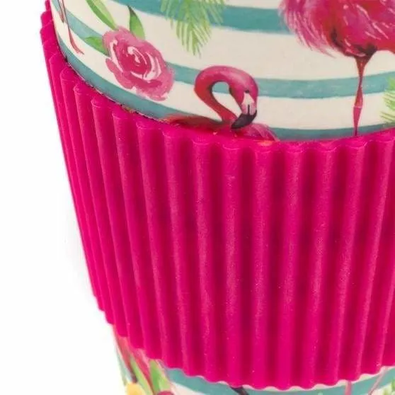 Flamingo Floral Bamboo Eco Travel Mug