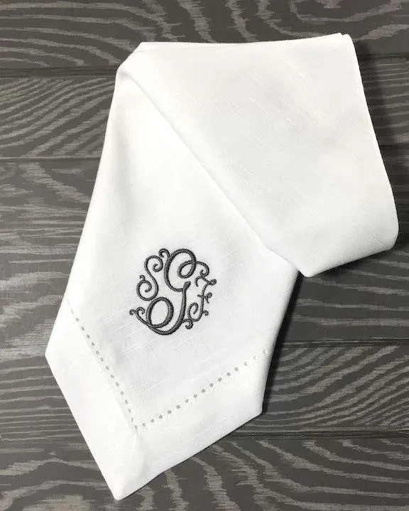 Florence Monogrammed Cloth Dinner Napkins - Set of 4 napkins