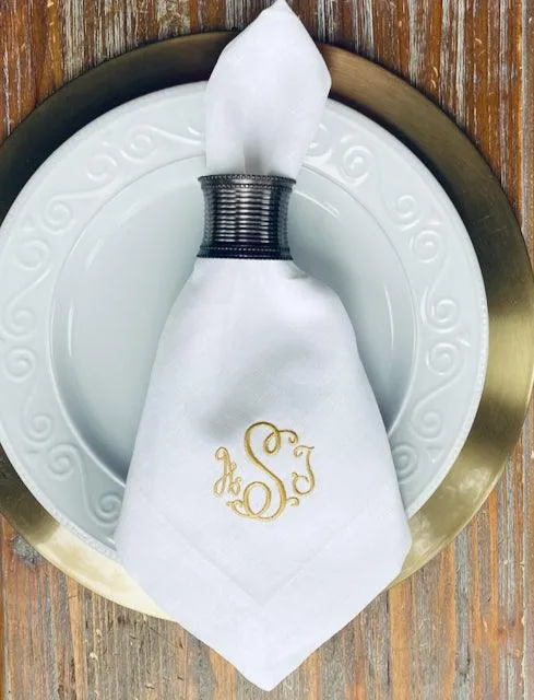 Florence Monogrammed Cloth Dinner Napkins - Set of 4 napkins