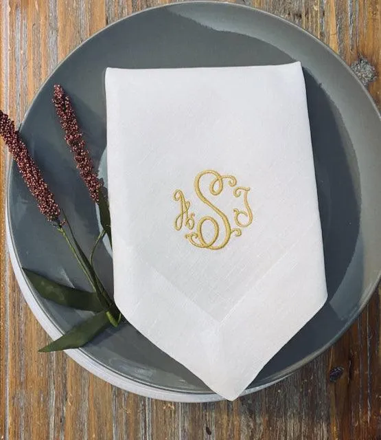 Florence Monogrammed Cloth Dinner Napkins - Set of 4 napkins