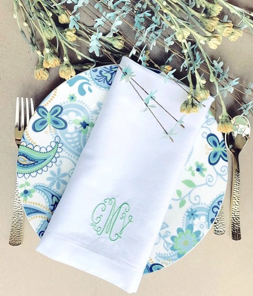 Florence Monogrammed Cloth Dinner Napkins - Set of 4 napkins