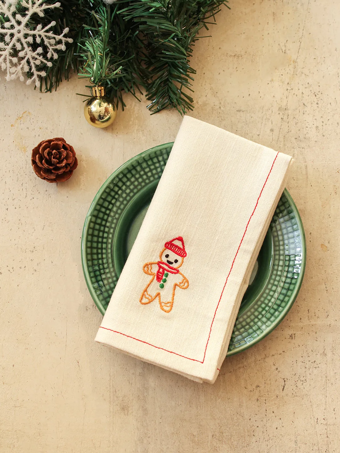 Gingerbread Man Napkin (Off White)