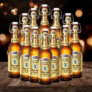 Hacker Pschorr Münchner Gold German Helles Lager 500ml Bottles - 5.5% ABV (12 Pack)