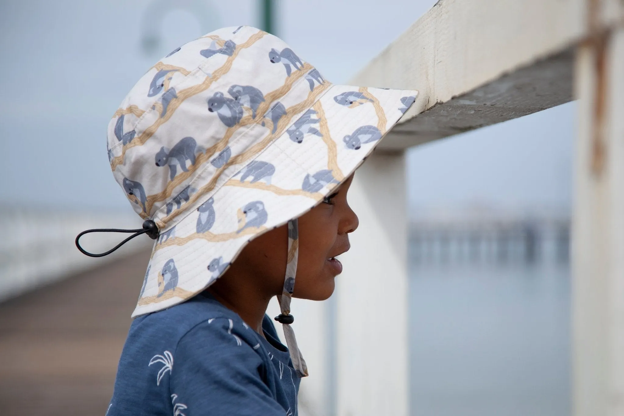 Happy Koala Wide Brim Bucket Hat