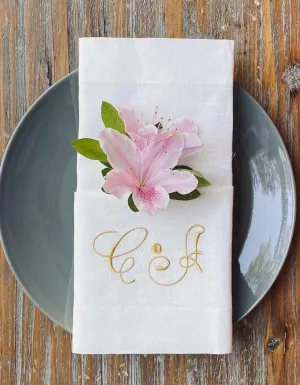 Ink Double Letter Monogrammed Cloth Napkins - Set of 4 Duogram Napkins