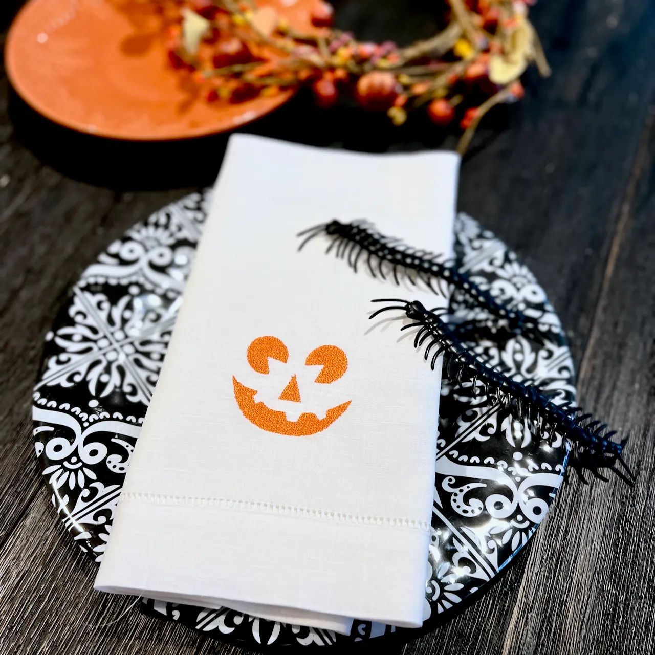 Jack O' Lantern Pumpkin Halloween Cloth Napkins - Set of 4 napkins