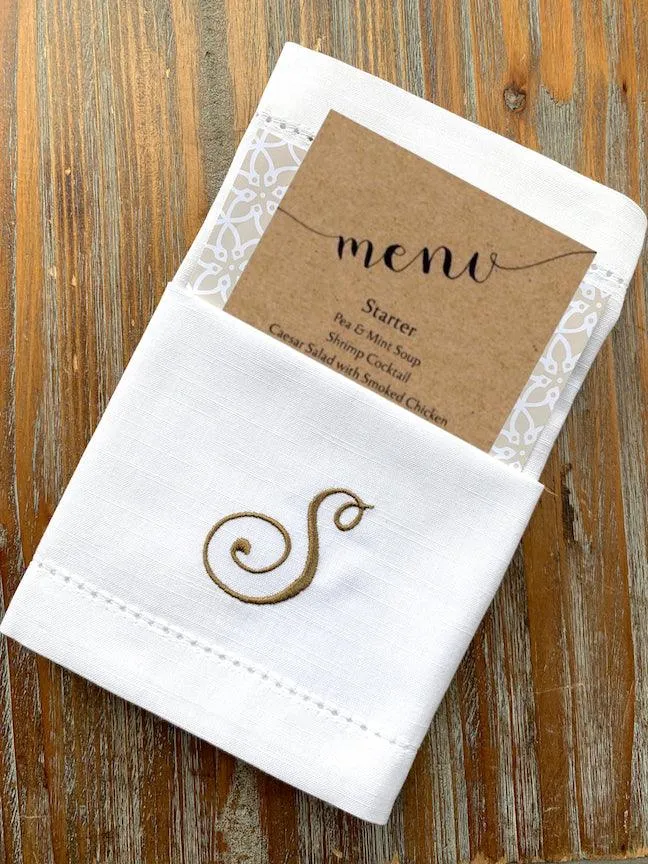 Joy Monogrammed Cloth Dinner Napkins - Set of 4 napkins