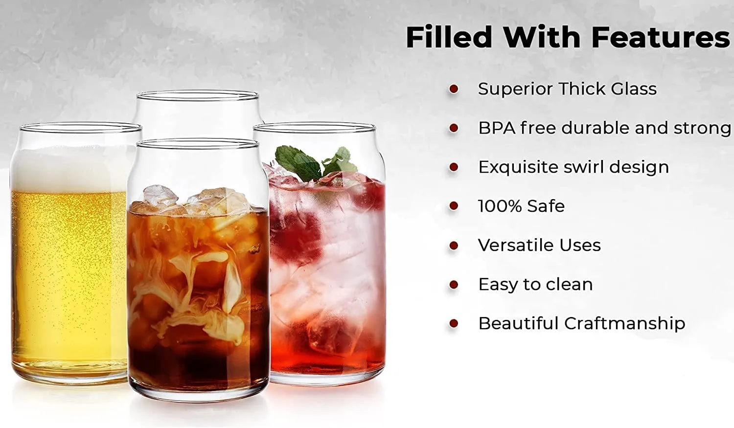 KiKiluxxa Transparent Round Glass Green Tea and Cold Coffee Can Mug with Lid and Straw Set of 1-540ml for Beer Soda Drinking Fruit Juice Milk Glass Sipper Tumbler Cup (540ml Lid Tea Can 1)