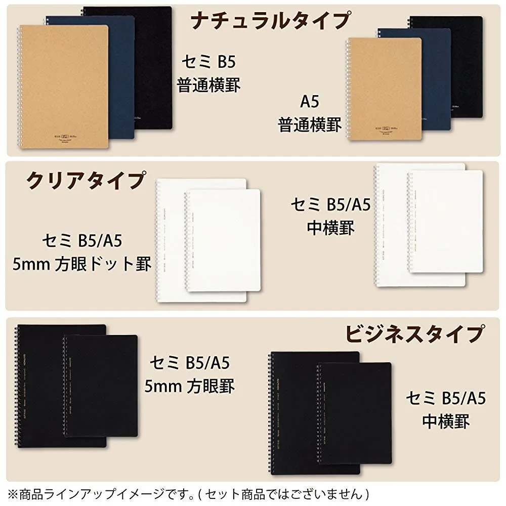 Kokuyo A5 Soft Ring BUSINESS Series BLACK 5MM GRID Notebook Sustainable Notebook | 70 Sheets SV437S5