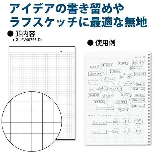 Kokuyo A5 Soft Ring BUSINESS Series BLACK 5MM GRID Notebook Sustainable Notebook | 70 Sheets SV437S5