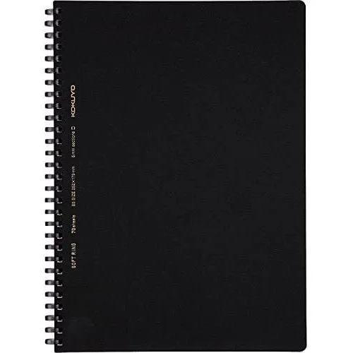 Kokuyo A5 Soft Ring BUSINESS Series BLACK 5MM GRID Notebook Sustainable Notebook | 70 Sheets SV437S5