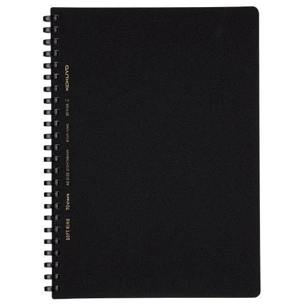 Kokuyo A5 Soft Ring BUSINESS Series BLACK 5MM GRID Notebook Sustainable Notebook | 70 Sheets SV437S5