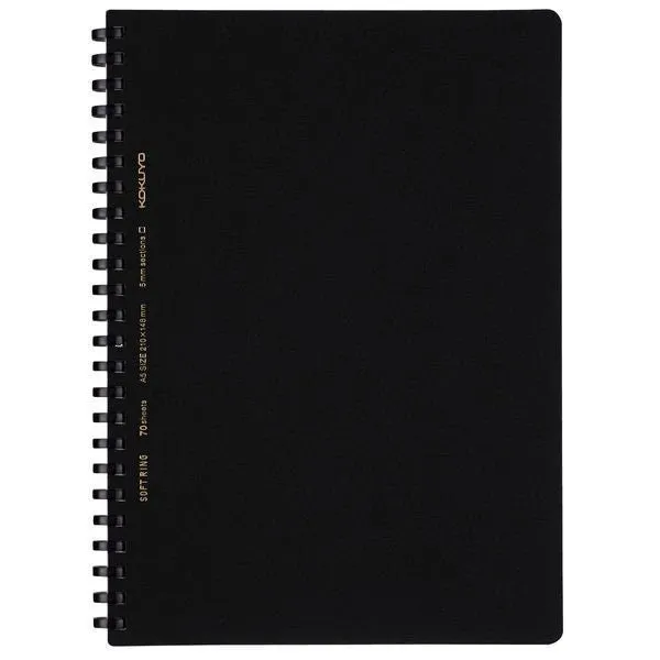 Kokuyo B5 Soft Ring BUSINESS Series BLACK 5MM GRID Notebook Sustainable Notebook | 70 Sheets SV407S5