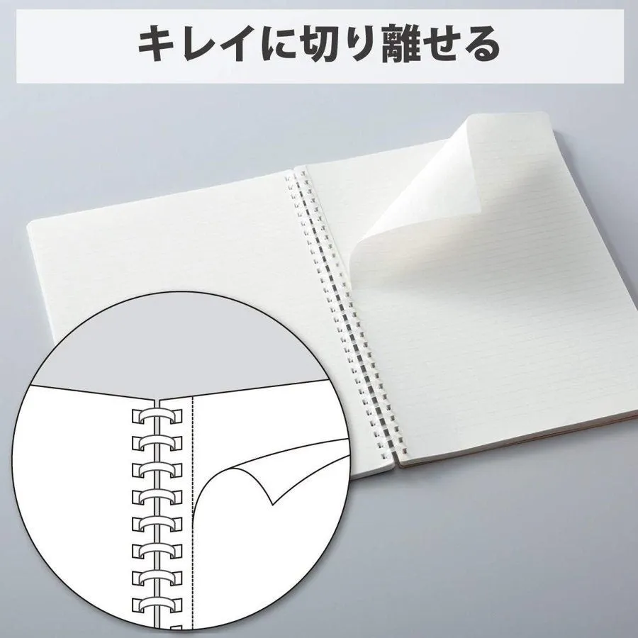 Kokuyo B5 Soft Ring NATURAL Series BLACK Notebook Dotted Line 7mm Rule Eco Friendly Notebook Sustainable Notebook | 80 Sheets SV608A