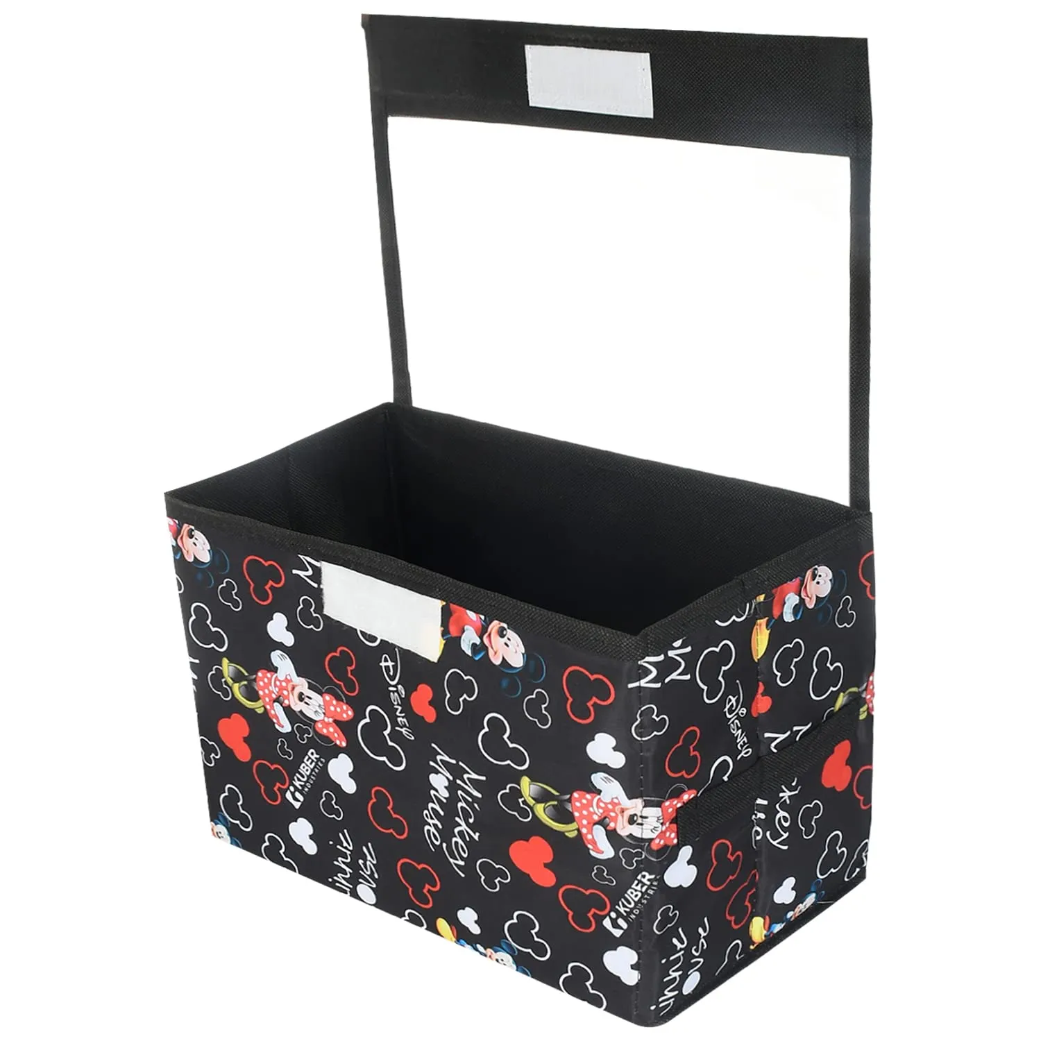 Kuber Industries Disney Minnie Storage Box|Non-Woven Foldable Small Storage Organizer for Toys|Cloths with Transparent Lid & Handle|Pack of 2 (Black)