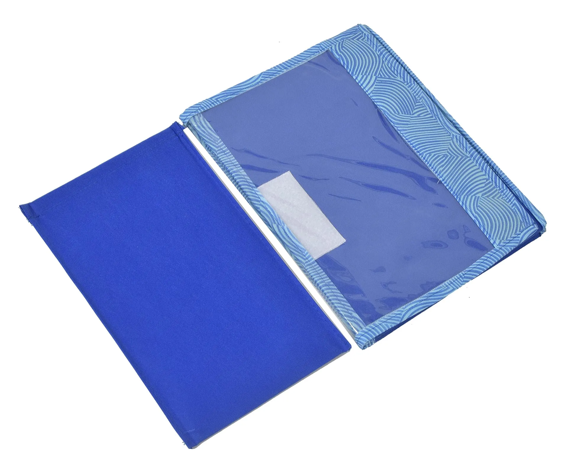 Kuber Industries Lehariya Printed Foldable Small Non-Woven Storage Box/Bin For Books, Towels, Magazines, DVDs & More With Tranasparent Lid (Blue) -44KM0450