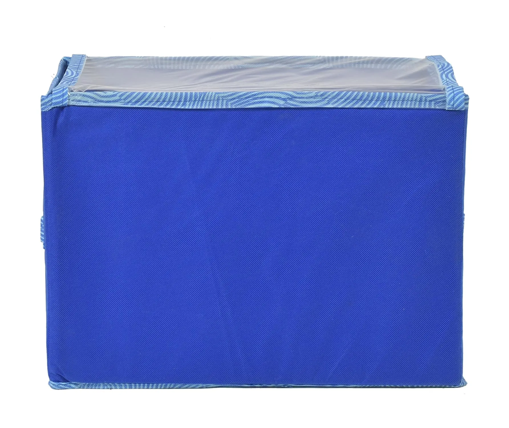 Kuber Industries Lehariya Printed Foldable Small Non-Woven Storage Box/Bin For Books, Towels, Magazines, DVDs & More With Tranasparent Lid (Blue) -44KM0450