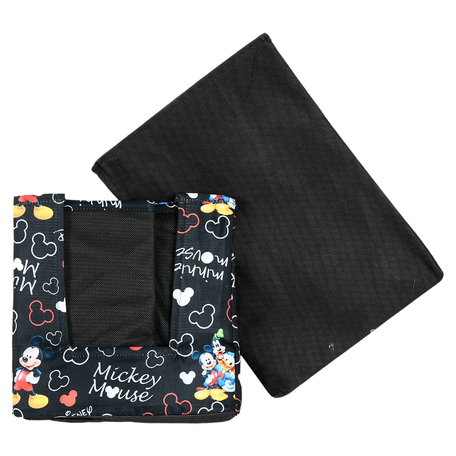 Kuber Industries Mickey Mouse Print Non-Woven Small Storage Box/Organizer For Home Decor- Pack of 2 (Black) 54KM4223