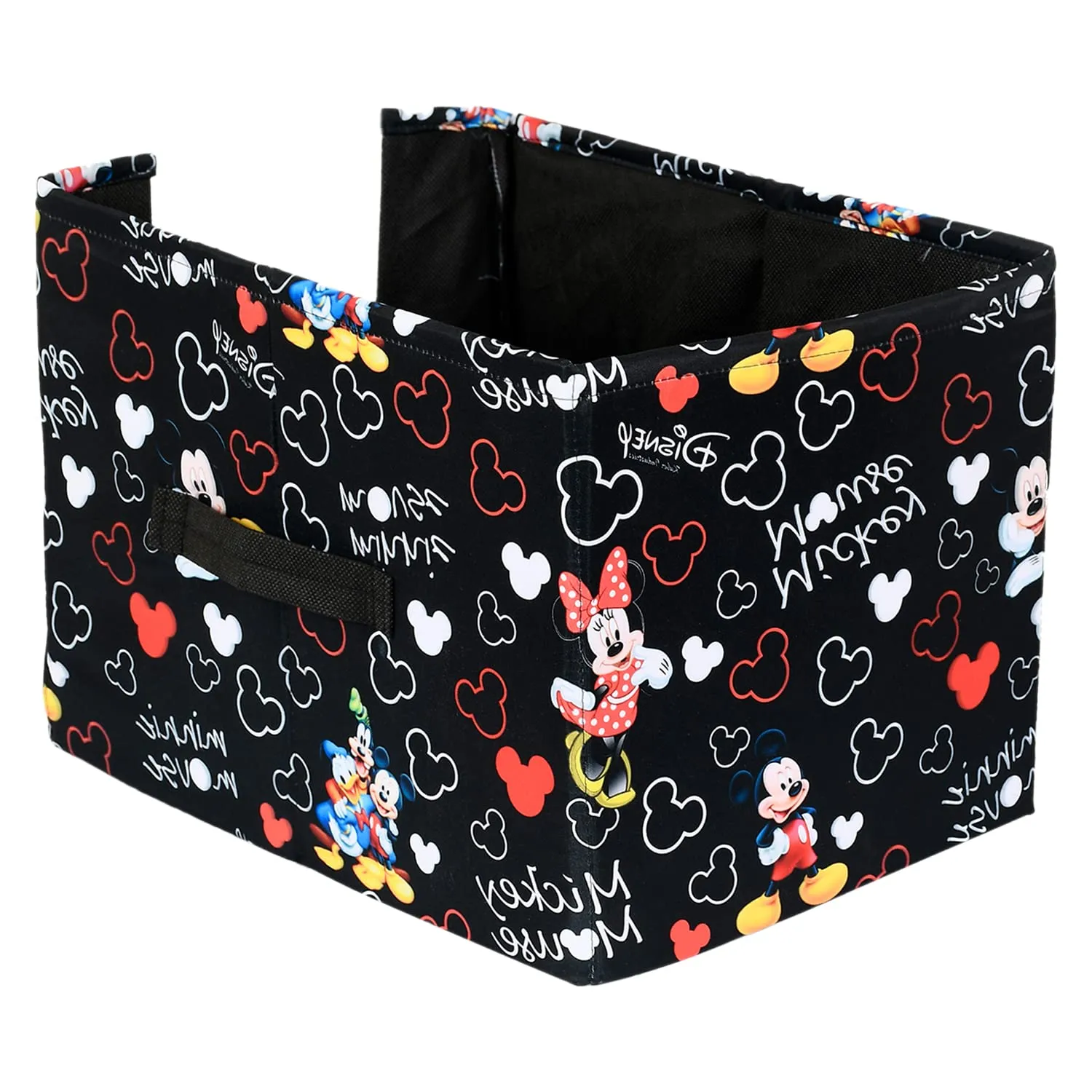 Kuber Industries Mickey Mouse Print Non-Woven Small Storage Box/Organizer For Home Decor- Pack of 2 (Black) 54KM4223