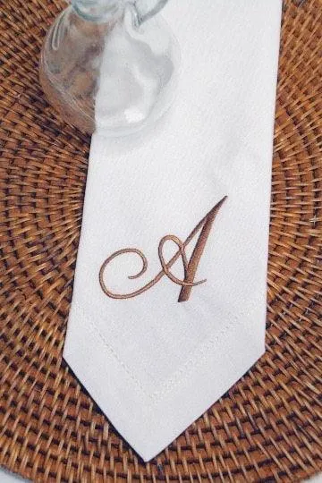 Large Script Monogrammed Cloth Dinner Napkins - Set of 4 napkins