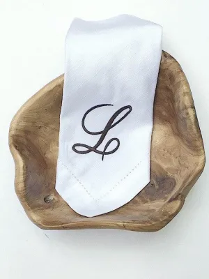 Large Script Monogrammed Cloth Dinner Napkins - Set of 4 napkins