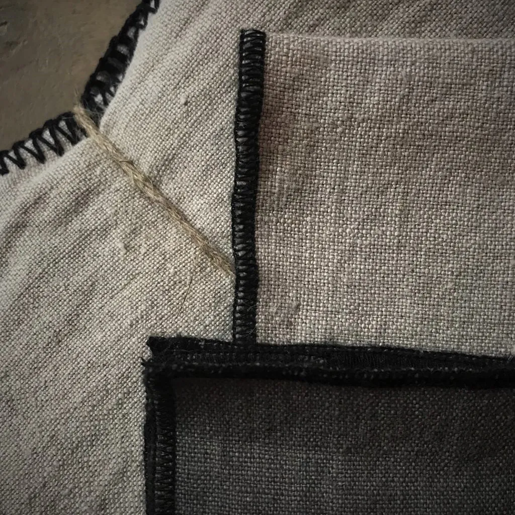 Linen Tablecloth with Black Overstitched Edge