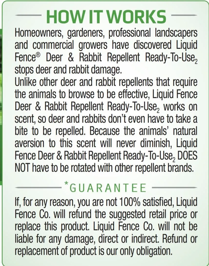 Liquid Fence Deer and Rabbit Repellent, Ready-to-Use, 1-Gallon