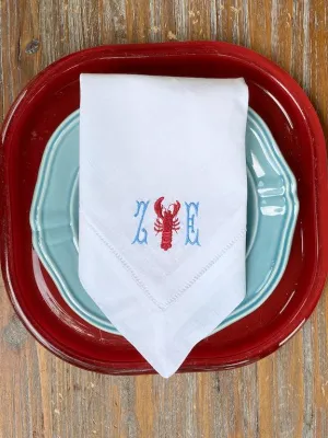 Lobster Monogrammed Cloth Napkins - Set of 4 Duogram Napkins